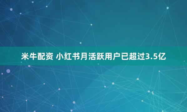 米牛配资 小红书月活跃用户已超过3.5亿