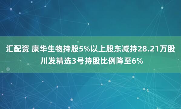 汇配资 康华生物持股5%以上股东减持28.21万股 川发精选3号持股比例降至6%